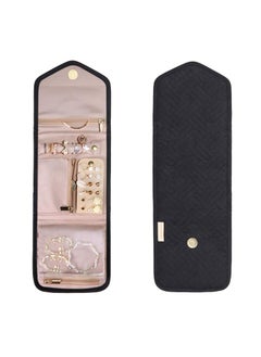 SYOSI Travel Jewellery Organiser Roll Foldable Jewelry Case for Journey-Rings, Necklaces, Bracelets, Earrings (black-mini)