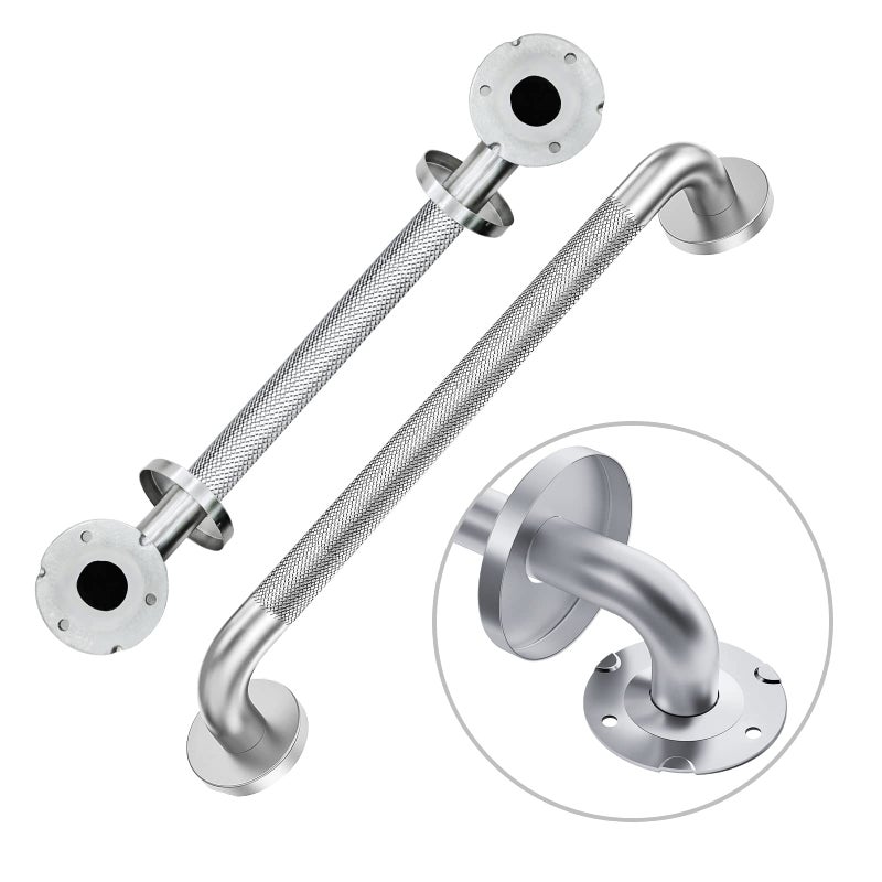 Zoomerry Handicap Grab Bars 2 Pack 18 Inch Shower Grab Bar for Seniors 304 Stainless Steel ADA Grab Bars for Bathtubs and Showers Toilet Safety Shower Handles for Elderly Disabled Brushed Nickel Knurled - Image 3
