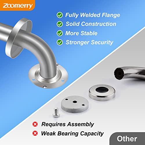 Zoomerry Handicap Grab Bars 2 Pack 18 Inch Shower Grab Bar for Seniors 304 Stainless Steel ADA Grab Bars for Bathtubs and Showers Toilet Safety Shower Handles for Elderly Disabled Brushed Nickel Knurled - Image 5