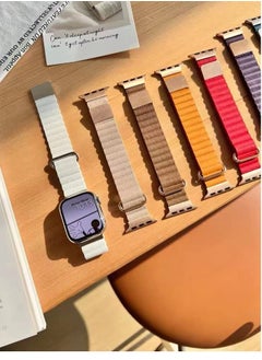 ELTRAZONE Magnetic Leather Loop Strap Watch Band for Apple Watch Ultra 49mm Series 8 45mm 44mm 42mm Leather Magnet Ultra Band Strap – White  - Image 5