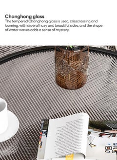 Sharpdo Simple Modern Tempered Glass Round Coffee Table Double-Layer Coffee Table 60*60*45CM  - Image 4