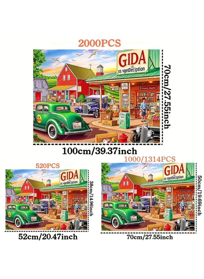 2000 قطعة لغز مزرعة قديمة سوق للكبار ديكور جدار كبير هدية فنية - Image 4