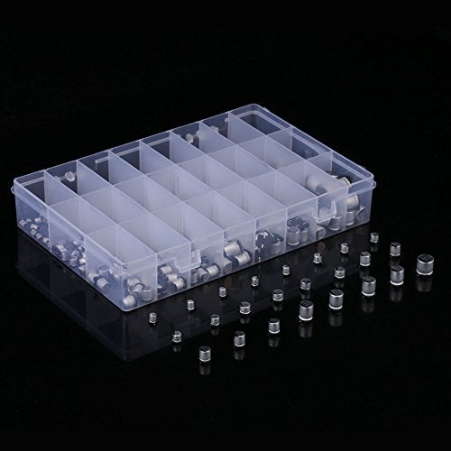 Walfront 400 Pcs 24 Values Electrolytic Capacitors Assortment Kit 24 Different Types SMD Bypass Low Frequency Aluminum with Storage Box 1uF - 1000uF - Image 5