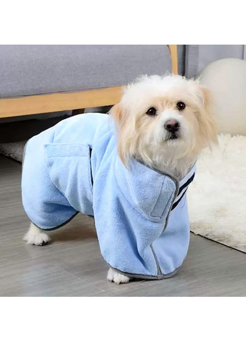 SYOSI Dog Bathrobe, Dog Robes for After Bath, Dog Drying Coat for Small, Medium Dogs Super Absorbent Pet Dog Drying Towel, Adjustable Puppy Bathrobe Soft Dog Hair Drying Bag After Shower, M/50cm, Blue - Image 2