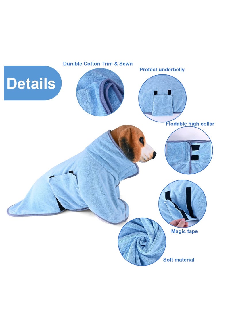 SYOSI Dog Bathrobe, Dog Robes for After Bath, Dog Drying Coat for Small, Medium Dogs Super Absorbent Pet Dog Drying Towel, Adjustable Puppy Bathrobe Soft Dog Hair Drying Bag After Shower, M/50cm, Blue - Image 4