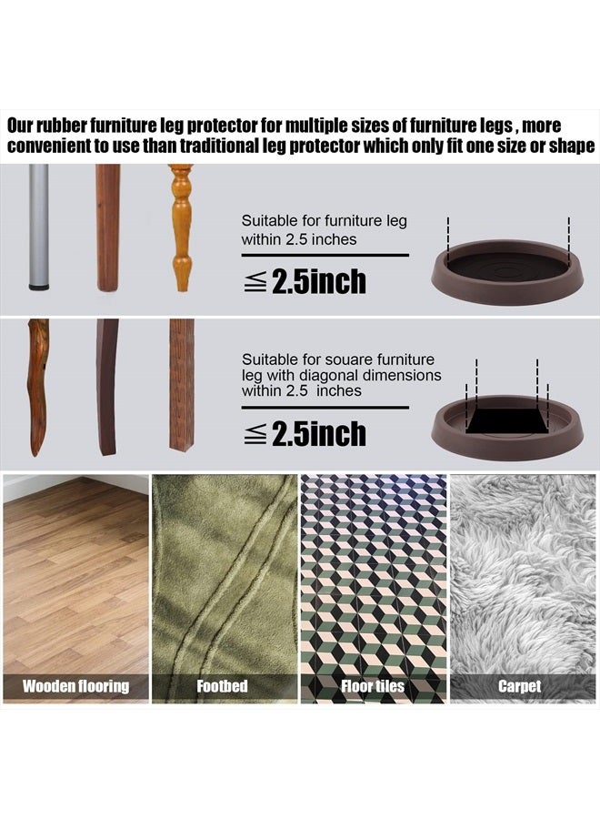 SAVITA 8PCS Non Slip Furniture Pads, 2.5inch/6.4cm Round Furniture Coasters Bed Stoppers Rubber Furniture Feet Silicone Chair Leg Protectors for Bed, Cabinet, Sofa, Chair, Table, Piano (Brown) - Image 5