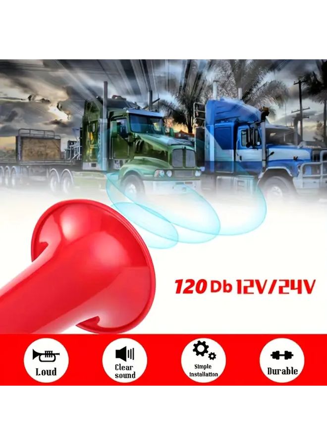 Red 12V 24V Air Horn Powerful Durable ABS Matte Finish Universal Fit For Trucks Buses Cars - Image 4