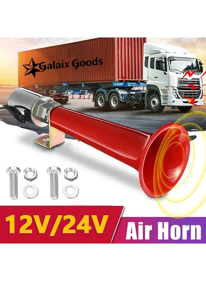 Red 12V 24V Air Horn Powerful Durable ABS Matte Finish Universal Fit For Trucks Buses Cars - Image 1