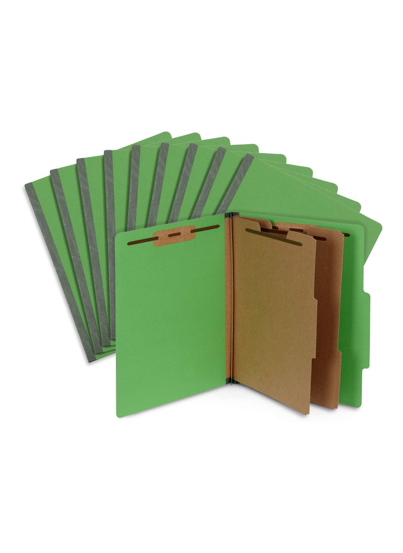 10 Green Classification Folders, 2 Divider, 2 Inch Tyvek expansions, Durable 2 Prongs Designed to Organize Standard Medical Files, Law Client Files, Office Reports, Letter Size, Green, 10 Pack