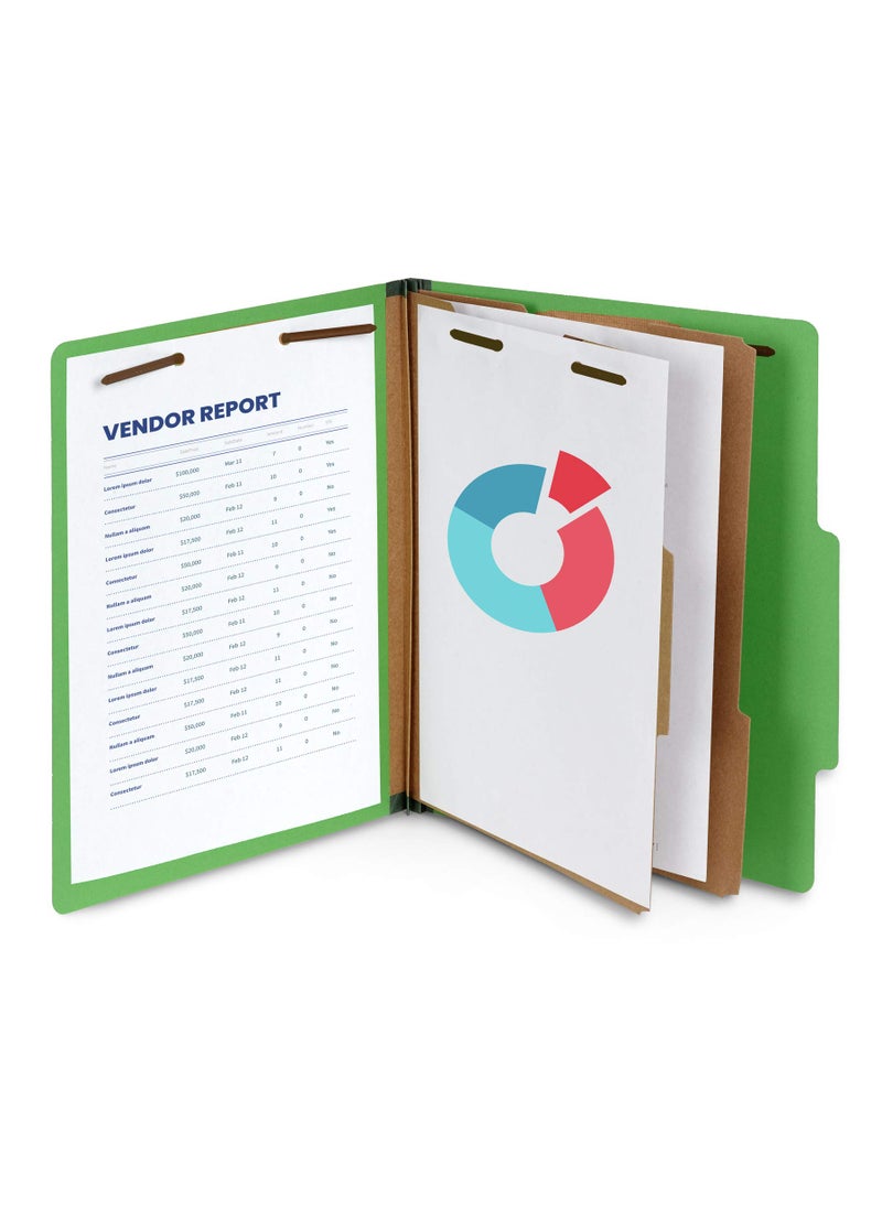 Blue Summit Supplies 10 Green Classification Folders, 2 Divider, 2 Inch Tyvek expansions, Durable 2 Prongs Designed to Organize Standard Medical Files, Law Client Files, Office Reports, Letter Size, Green, 10 Pack  - Image 5