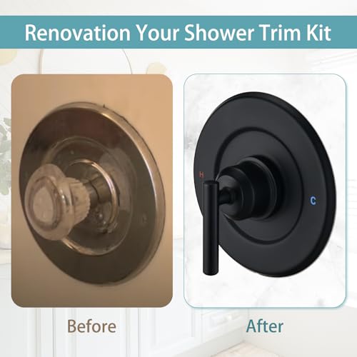Ultrimkit Replacement for Moen Posi-Temp Valve Only Shower Faucet Trim Kit (Valve& Catridge Not Inclued), Volume and Temperature Control Level Handle, Matte Black - Image 4