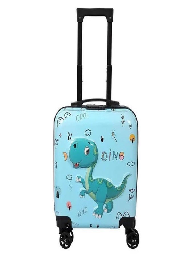 ZIKKU Polycarbonate Kids Travel Trolley Bag, 8 Wheels, Hard Case, 360 Degree Wheeling System, Suitcase for Kids (Dino), Blue Medium - Image 1