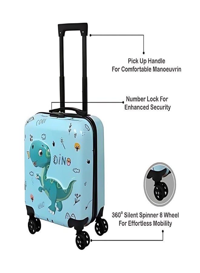 ZIKKU Polycarbonate Kids Travel Trolley Bag, 8 Wheels, Hard Case, 360 Degree Wheeling System, Suitcase for Kids (Dino), Blue Medium - Image 5