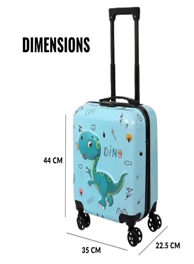ZIKKU Polycarbonate Kids Travel Trolley Bag, 8 Wheels, Hard Case, 360 Degree Wheeling System, Suitcase for Kids (Dino), Blue Medium - Image 3