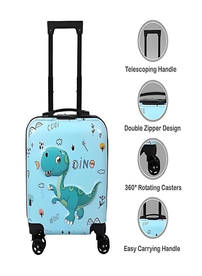 ZIKKU Polycarbonate Kids Travel Trolley Bag, 8 Wheels, Hard Case, 360 Degree Wheeling System, Suitcase for Kids (Dino), Blue Medium - Image 4