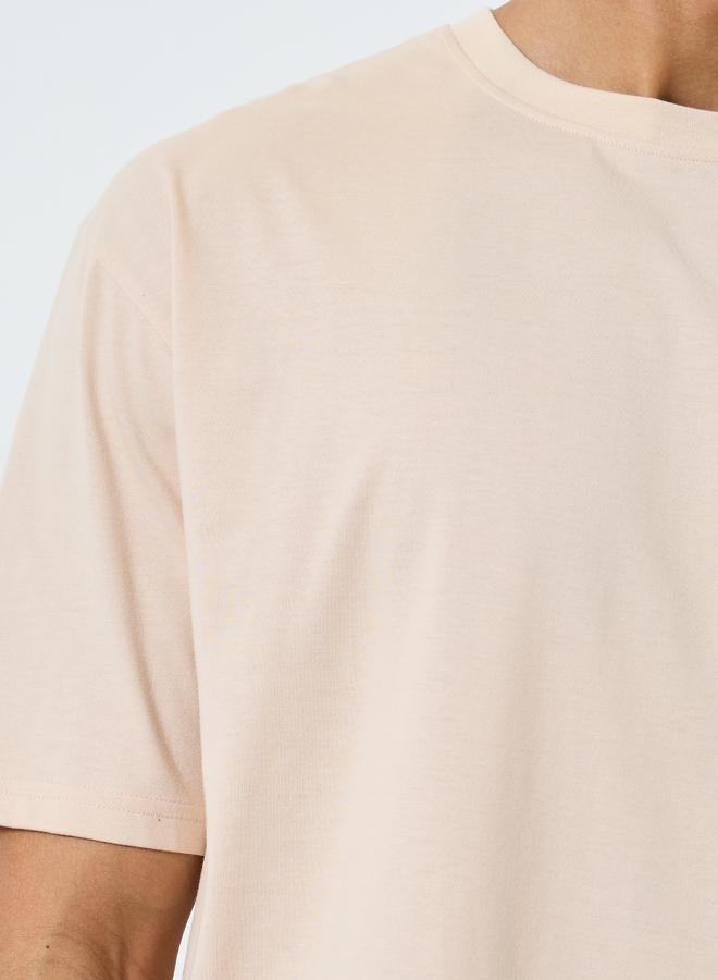 Styli Men Beige Graphic Print Oversized T-Shirt - Image 3