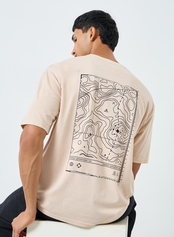 Styli Men Beige Graphic Print Oversized T-Shirt - Image 5