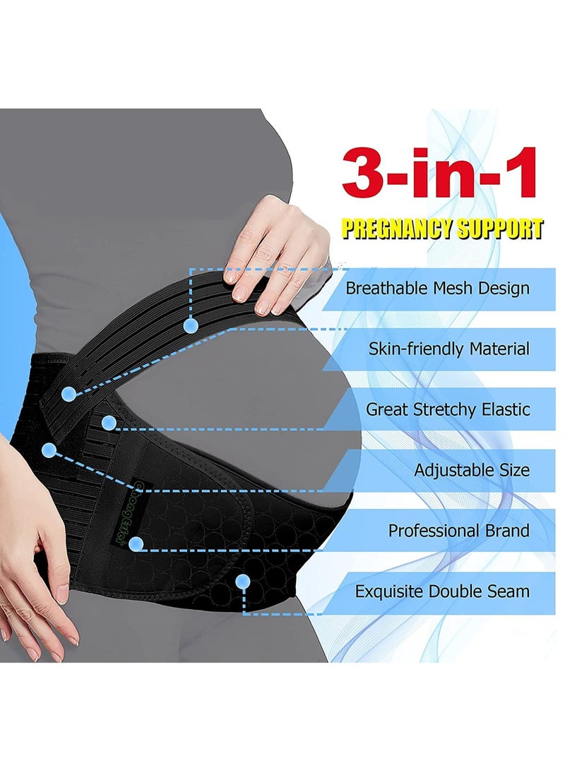 KASTWAVE Care Pregnancy Support Maternity Belt, Waist/Back/Abdomen Band, Belly Brace Black Plus Size - Image 4