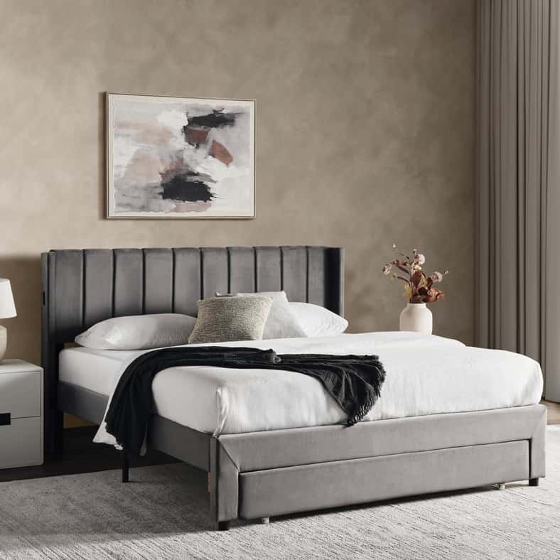 Pan Home سرير ملكي سيران 180X200 سم - رمادي - Image 2