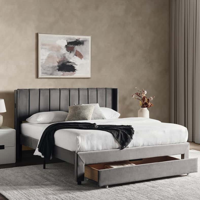 Pan Home سرير ملكي سيران 180X200 سم - رمادي - Image 3