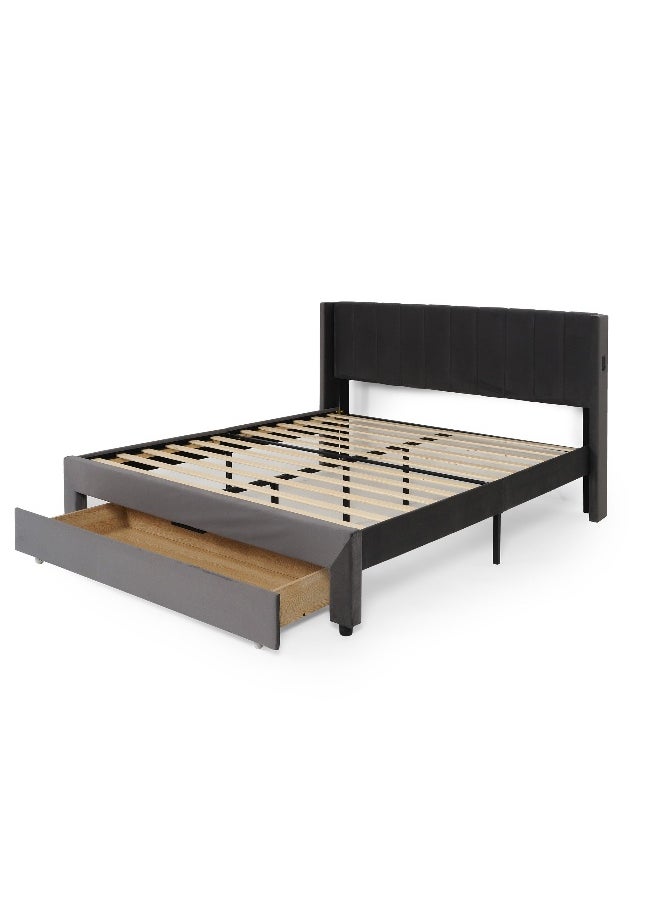 Pan Home Syran King Bed 180X200 Cm - Grey  - Image 1