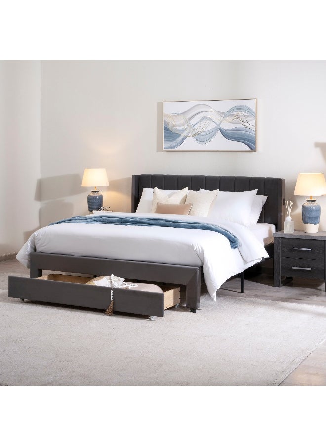 Pan Home Syran King Bed 180X200 Cm - Grey  - Image 4