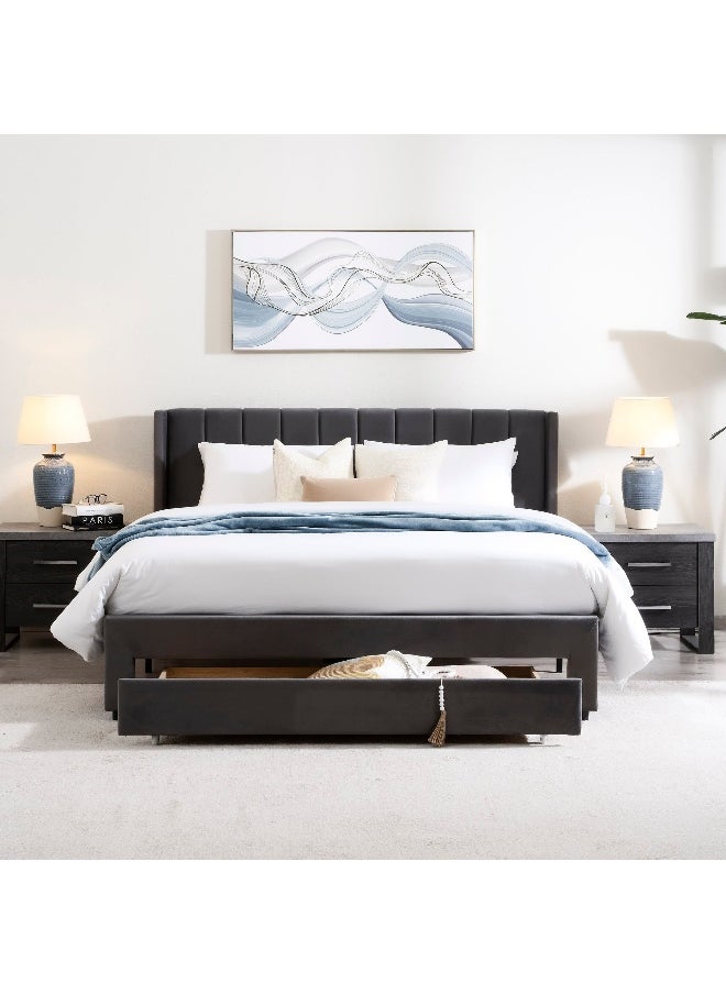 Pan Home Syran King Bed 180X200 Cm - Grey  - Image 3