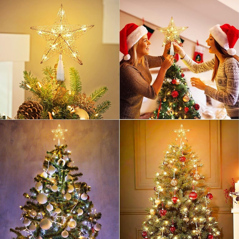 BrizLabs Christmas Star Tree Topper Lights, Plug in 9“ Pentagram Xmas Treetop Light, UL Certified 10 Warm White Star Topper Lights for Home Indoor Holiday Party Christmas Tree Decorations - Image 5