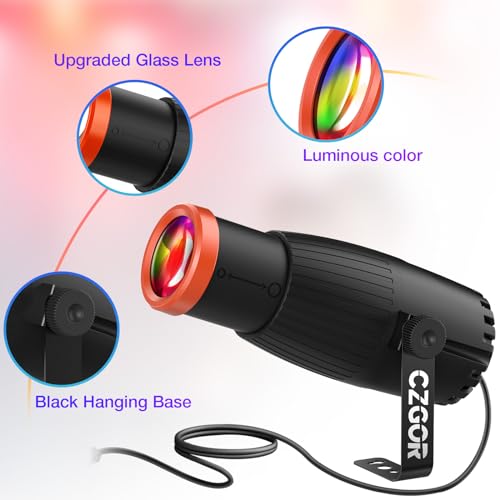 Czgor Pinspot Light, Czgor 18W RGBW 4 in 1 LED Spot Lights with Remote, Super Bright with Light Guide Pillar, Manual Focus Disco Ball Spotlight, Soft Cozy Stage Effect Lighting for DJ Disco Party Wedding - Image 3