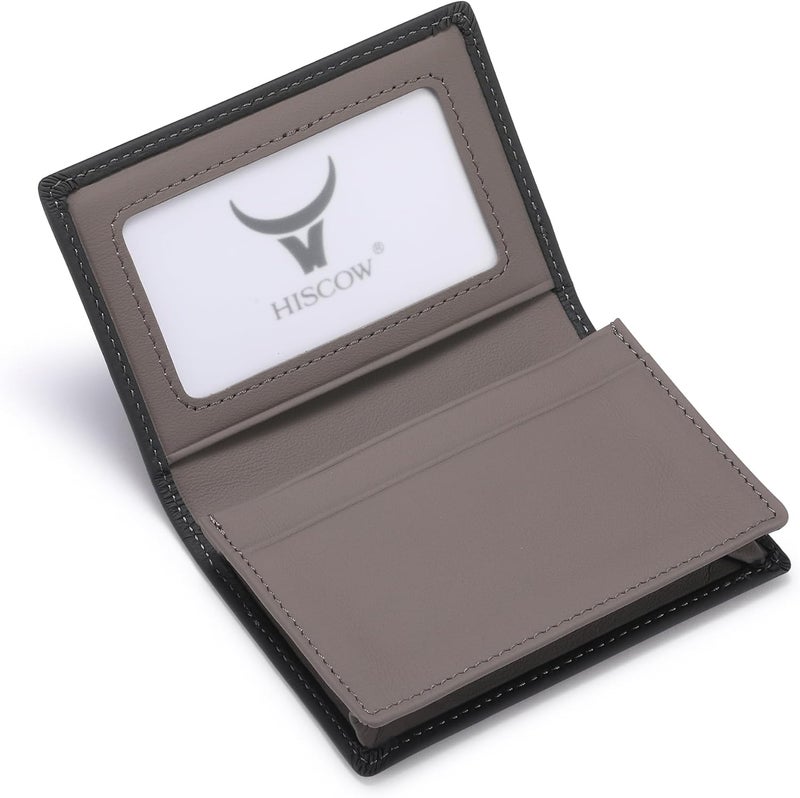 HISCOW Leather Business Card Case Holder for Men & Women, Italian Calfskin - Image 1