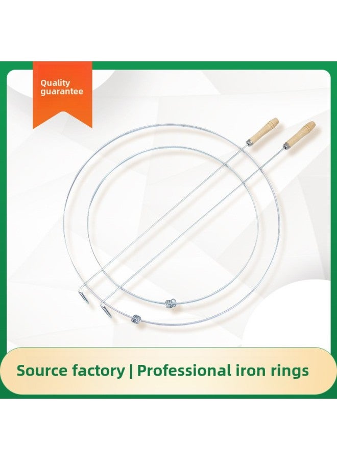 Rolling Iron Ring Sound Push Iron Ring Kindergarten Toy Rolling Iron Ring Stall Supply Wholesale-Color:Wooden Handle-Diameter:35cm Flat 8.5mm  - Image 2