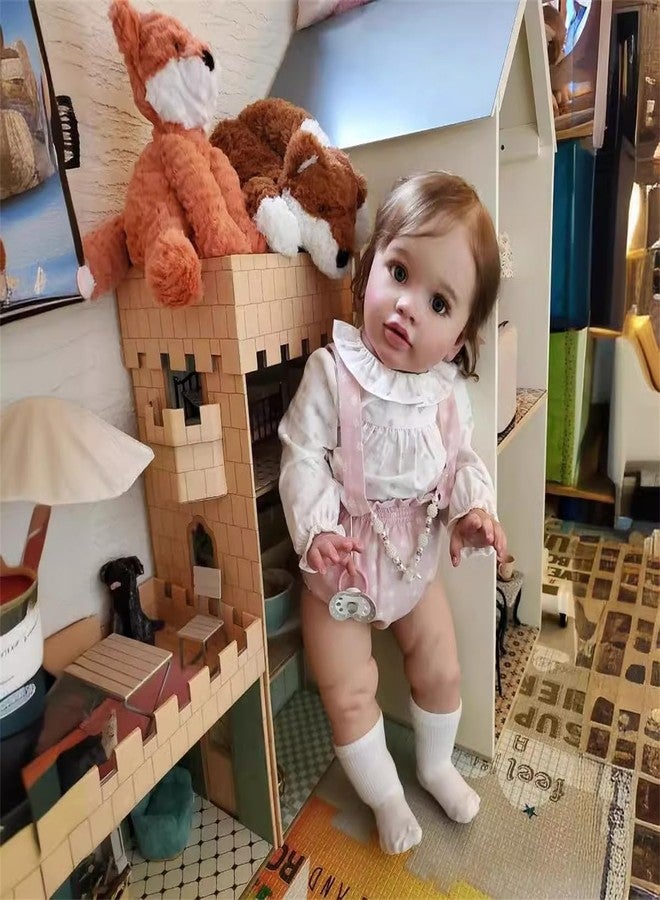 GYCV Lifelike Reborn Toddler Dolls Girl 26 Inch Realistic Baby Dolls Big Size Reborn Doll Weighted Cltoh Body Real Life Baby Dolls that Look Real Silicone Vinyl Baby Doll with Feeding Set for Kids - Image 4