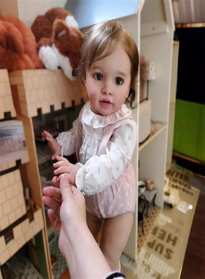 GYCV Lifelike Reborn Toddler Dolls Girl 26 Inch Realistic Baby Dolls Big Size Reborn Doll Weighted Cltoh Body Real Life Baby Dolls that Look Real Silicone Vinyl Baby Doll with Feeding Set for Kids - Image 3