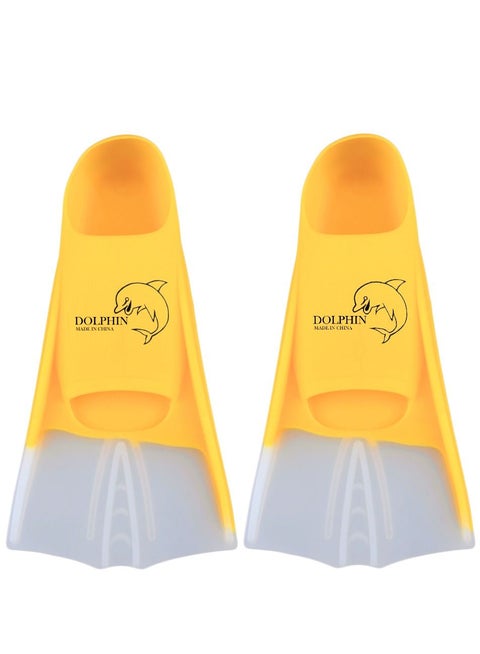 زعانف قصيرة للتدريب على السباحة من السيليكون أصفر×أبيض، Size M (36-38)