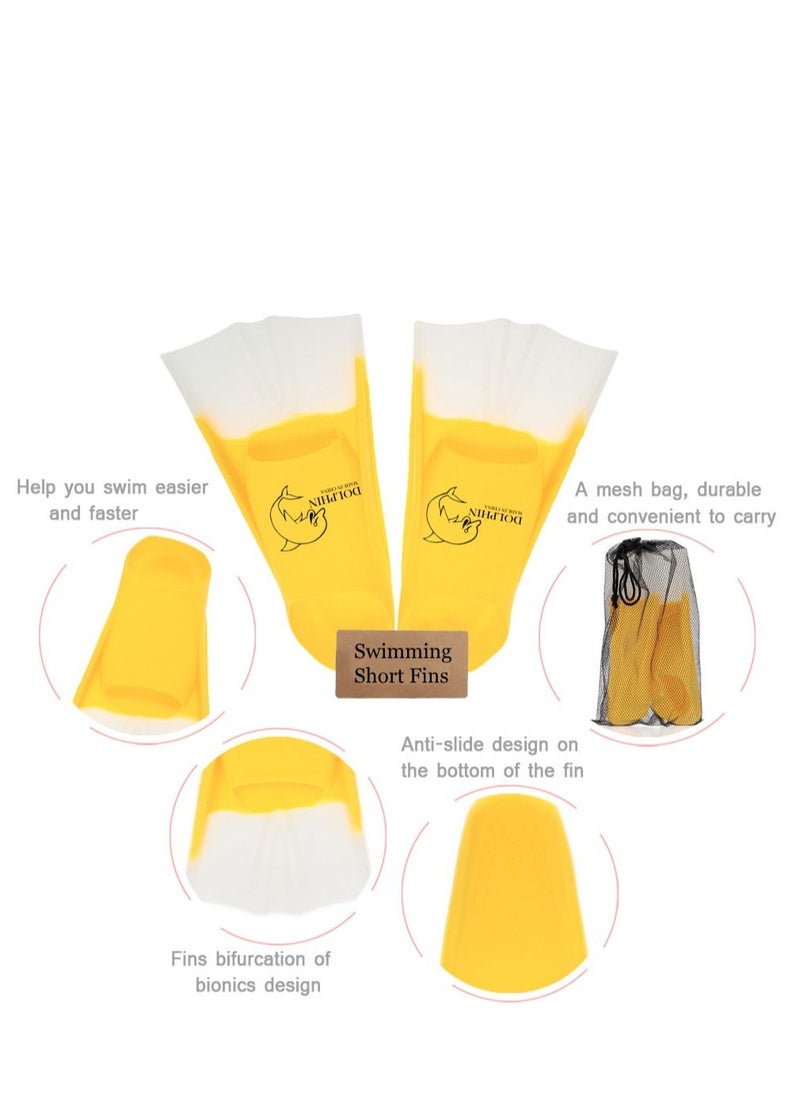 Dolphin Silicone Swim Training Short Fins Yellow/White, Size M (36-38)  - Image 5