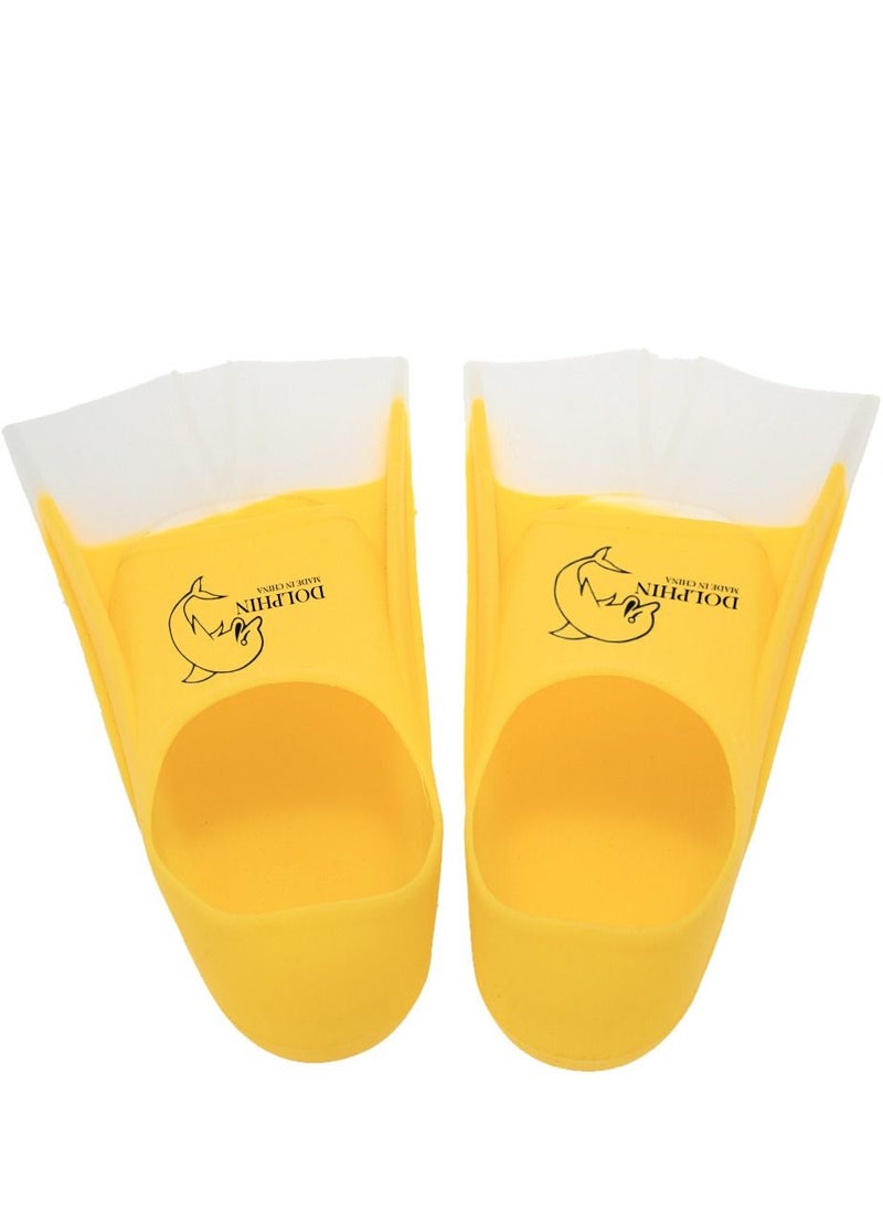 Dolphin Silicone Swim Training Short Fins Yellow/White, Size M (36-38)  - Image 2