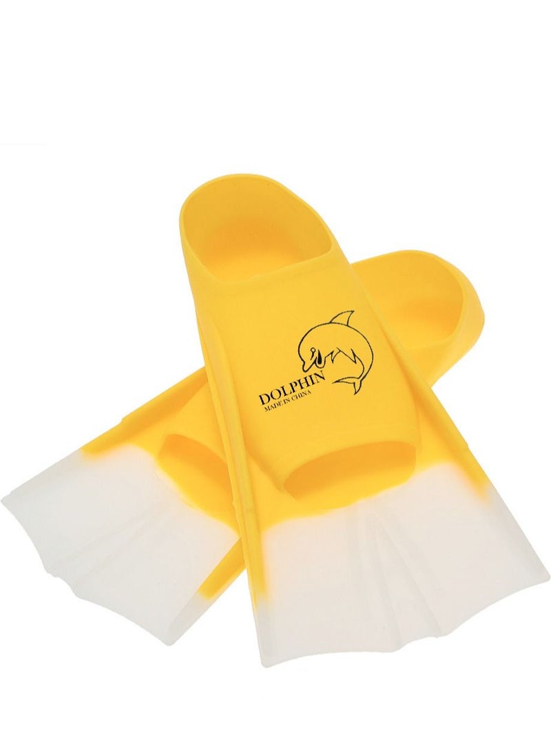 Dolphin Silicone Swim Training Short Fins Yellow/White, Size M (36-38)  - Image 3
