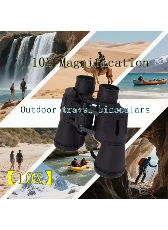 10x50 Black Binoculars With Durable Rubber Design Center Focus For Bird Watching Travel - Image 1