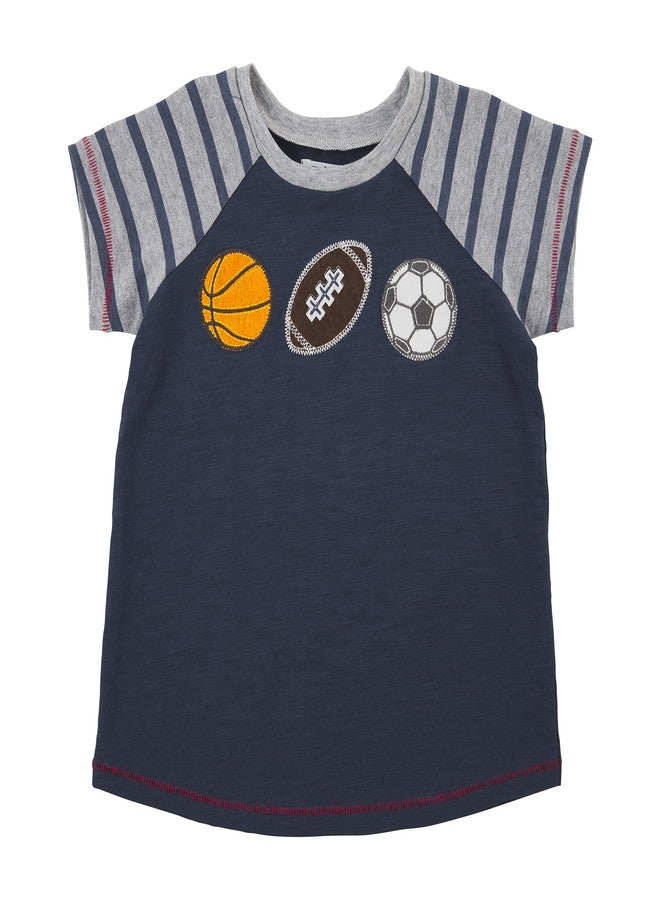 Mud Pie Baby Boys Sport Appliqué Tee, Blue, Large - Image 1