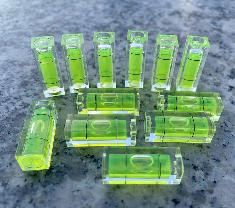 LAIESYA 8Pcs Small Bubble Spirit Level Mini Square Levels Measuring Tools for Balancing Frame, Mural, Picture Hanging, Turntable, Tripod, Camera, Phonograph, 10x10x29mm, 32x7mm (Set A) - Image 2