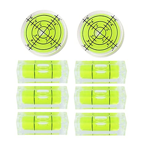 LAIESYA 8Pcs Small Bubble Spirit Level Mini Square Levels Measuring Tools for Balancing Frame, Mural, Picture Hanging, Turntable, Tripod, Camera, Phonograph, 10x10x29mm, 32x7mm (Set A) - Image 1