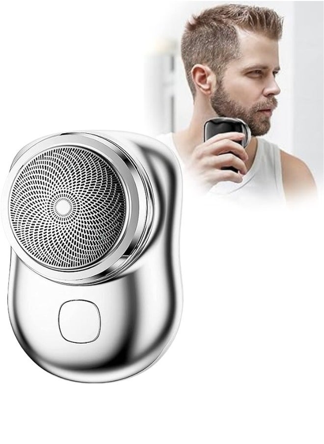 Generic - Portable Mini Electric Shaver for Men Wet and Dry Rechargeable USB Rechargeable One-Button Easy Charging - Silver - Image 1