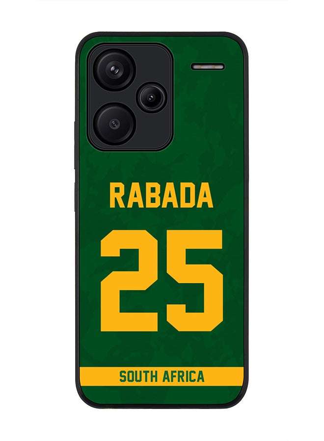 Stylizedd Rugged Black Edge Case for Xiaomi Redmi Note 13 Pro Plus, Slim fit Case Thin Cover -  Team South Africa Kagiso Rabada, Jersey No 25 - Image 1