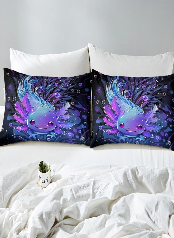 Feelyou Cute Axolotl Bed Sheets Set Boys Girls King Size Salamander Sheet Set for Kids Women Men Ultra Soft Reptile Animal Sheets with Deep Pocket Fitted Sheet Ocean Sealife Bedding Set Room Decor - Image 4