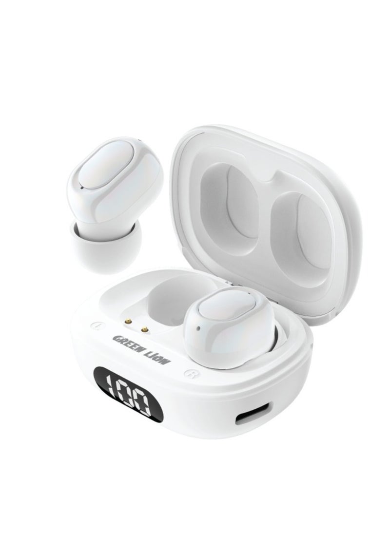 GREEN LION Mittersill True Wireless Earbuds with ENC and Dual Microphone / Battery Display / Truewireless Headphones / Hands-Free Calling / Breathing Lights - White  - Image 1