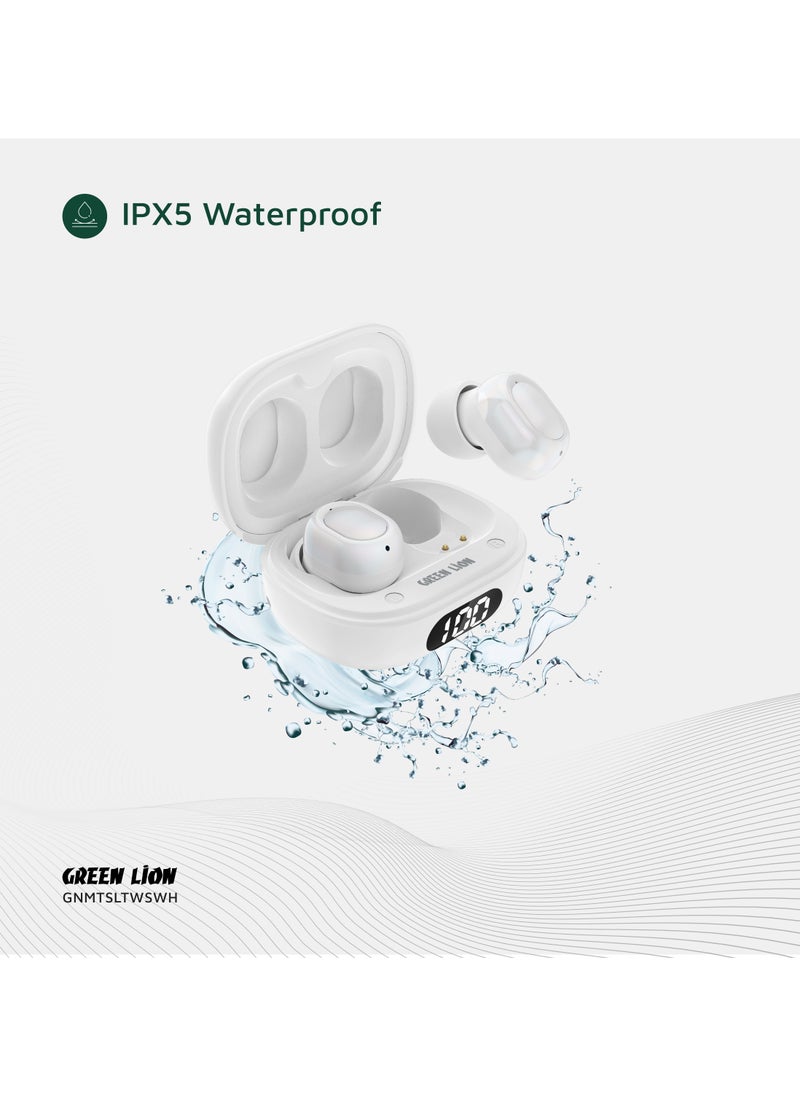 GREEN LION Mittersill True Wireless Earbuds with ENC and Dual Microphone / Battery Display / Truewireless Headphones / Hands-Free Calling / Breathing Lights - White  - Image 3