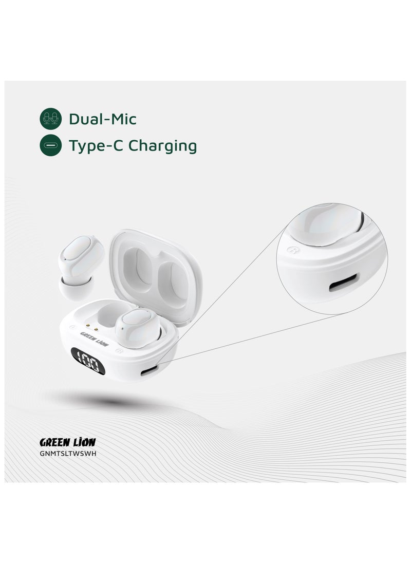 GREEN LION Mittersill True Wireless Earbuds with ENC and Dual Microphone / Battery Display / Truewireless Headphones / Hands-Free Calling / Breathing Lights - White  - Image 5