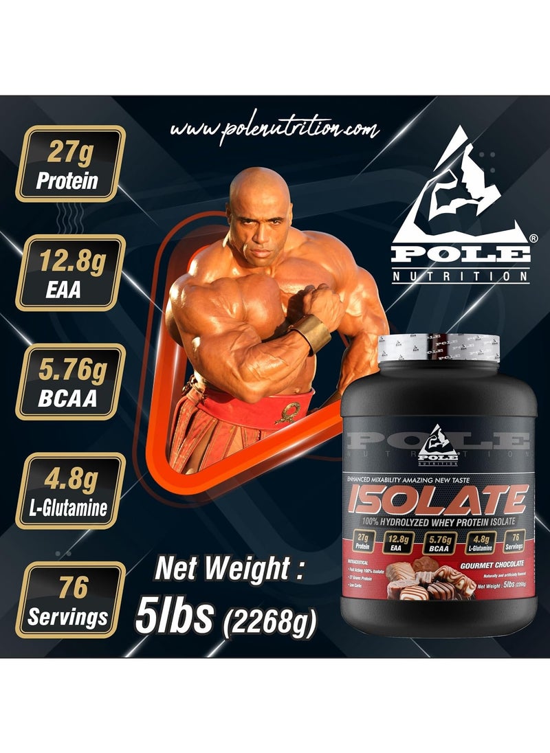 POLE NUTRITION - 100%  Hydrolyzed Whey Protein Isolate 5 lbs - Rich Chocolate - Image 1