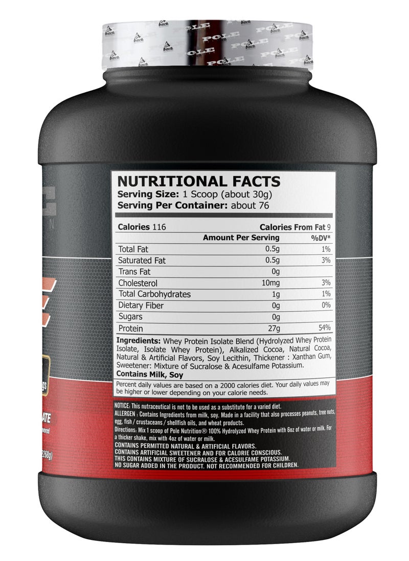 POLE NUTRITION 100%  Hydrolyzed Whey Protein Isolate 5 lbs - Rich Chocolate  - Image 3