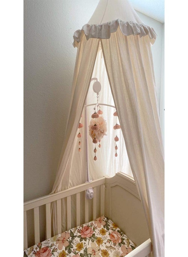 YIUOR Kids Bed Canopy with Frills Cotton Cover Net for Crib Reading Nook Curtain Hideaway Hanging Round Tent Nursery Bedding Play Room Decor - Image 4